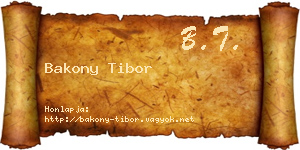 Bakony Tibor névjegykártya